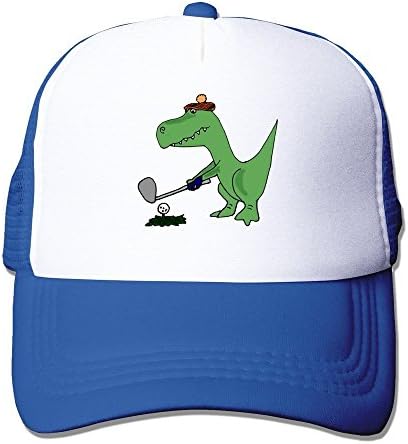 Handson Unisex Two-toned Dinosaur Playing Golf Poster Baseball Hats RoyalBlue