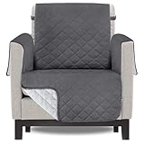 Utopia Bedding Reversible Chair Sofa Cover, Water Resistant Slipcover Furniture Protector with Foam Sticks and Elastic Straps for Kids Dogs Pets (1 Seater, Grey/Light Grey)