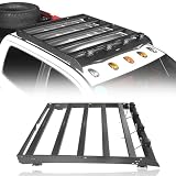 Hooke Road 14-21 Tundra Crewmax Roof Rack Steel Crossbars Cargo Carrier Basket with LED Lights for 2014-2021 Toyota Tundra Crewmax Pickup Truck