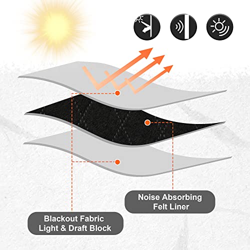 Ryb Home 3 Layer Curtains Soundproof Blackout Thermal Insulated Ideal Window Curtain Set For Baby Nursery Bedroom Living Room Playroom, W 52 X L 108 Inches, Sliver Grey, 1 Pair #TOP2