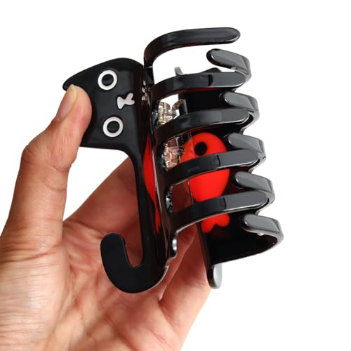 Cat Hair Claw Clips for Women Girls Cute Big Hairpins,Black Cat with Red Fish Splicing Personalised Hair Claw Kawaii Funny Cat Style Medium Clips for Thin Hair, Animal Hair Accessories Gift