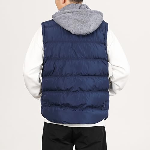 Image of Men's Winter Puffer Vest, Sleeveless Jacket with Padded and Detachable Hood - Ideal Outerwear for Cold Weather