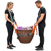 Garden Flower Pots Moving Strap,Landscaping Lifting Straps, Move Heavy Flower Pots, Planters, Trees, Drum,Rocks,Pot Tool,Up to 500 lbs,Gray Orange,Large