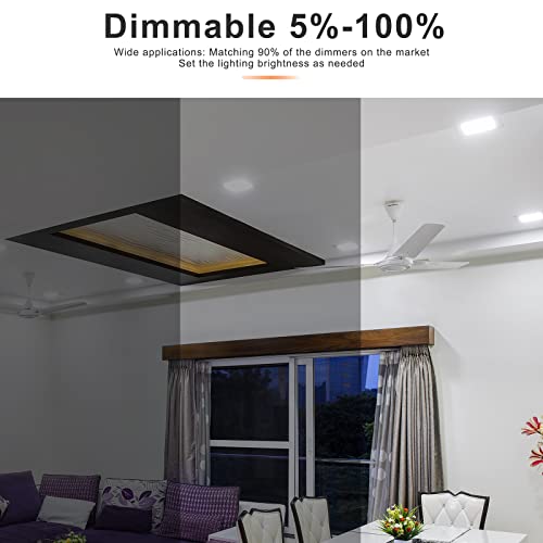 Leelike 12 Pack 5 Inch 10W Square Led Can Light Retrofit With Junction Box, 850Lm/Cri85 Ultra Thin Led Square Recessed Lighting 5Cct 2700K-5000K With A Simple Switch Ic Rated,Etl Listed #TOP4