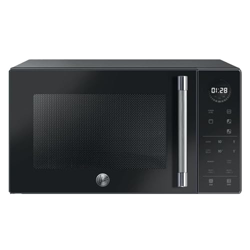 Hoover H5MG25STB Micro-ondes avec gril,25L,Puissant 900W + Gril 1000W, 6 Niveaux de puissance, Programmateur digital, Décongelation automatique, Minuterie, Démarrage Express, Mode éco & silence, Noir