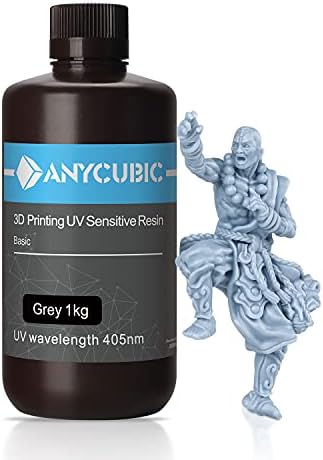 ANYCUBIC 3D Printer Resin, 405nm High Precision Fast Curing UV Photopolymer Resin for LCD 3D Printing, Grey 1kg