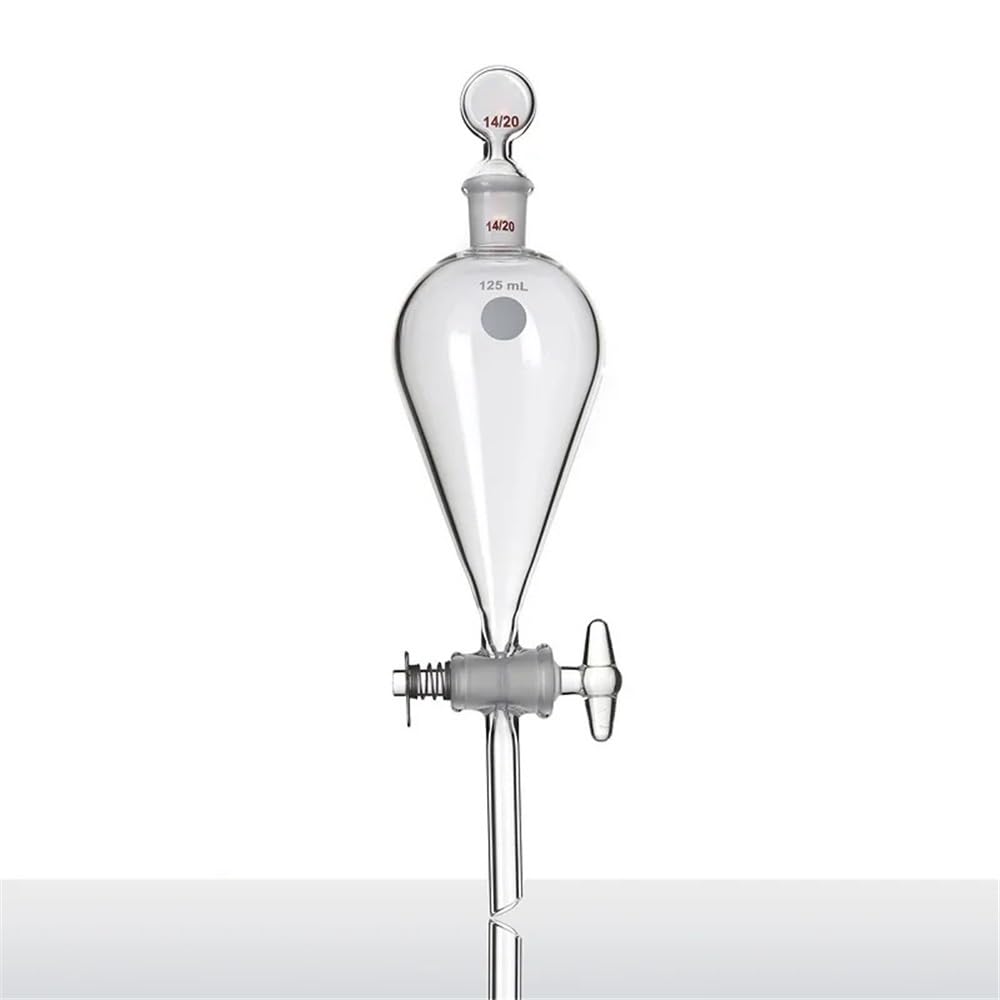 Sprzęt i wyposażenie laboratoryjne, rozdzielacz 30 ml – 125 ml, górny szlif, dolna zatyczka, górna zatyczka, otwór na zawór szklany 2 mm, F78 (60 ml – F781960)