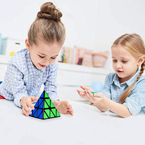 EASEHOME Pyraminx Speed Puzzle Cube, 3x3 Triangle Pyramid Magic Cube Magique Cubo avec Autocollant de PVC pour Enfants et Adultes, Noir