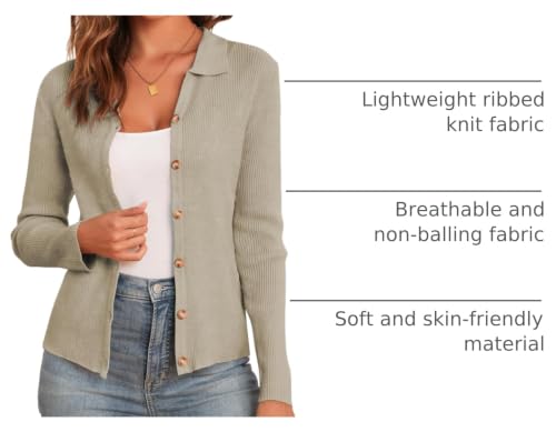 Image of ZAFUL Women Long Sleeve Polo Sweater V Neck Button Down Ribbed Knit Cardigan Top