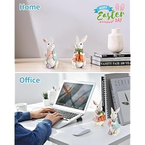 iStatue Easter Decorations, 2-Pack Resin 4.2'' Bunny Figurines with Resurrection Eggs & Carrots - Hand Painted Statue for The Home Decor Office Gift (Easter Bunny) iStatue Easter Decorations 2 Pack Resin 42 Bunny Figurines with Resurrection Eggs Carrots Hand Painted Statue for The Home Decor Office Gift Easter Bunny