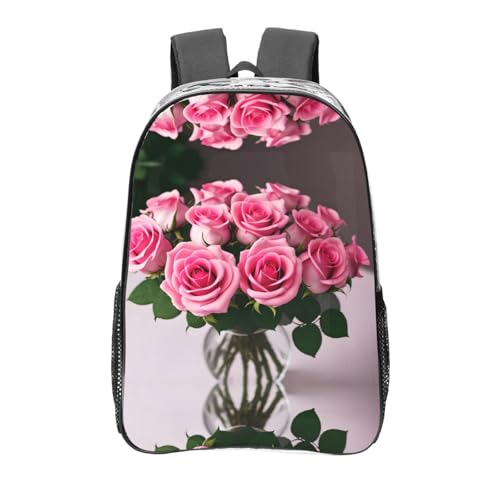Sac à dos transparent à motif roses avec poches noir taille unique