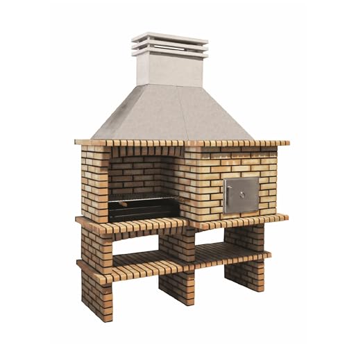 Movelar - Barbecue de Construction à Bois et Charbon Modèle Luxor Royal et Four (Gris, Orange - 195 x 95 x 245 cm)