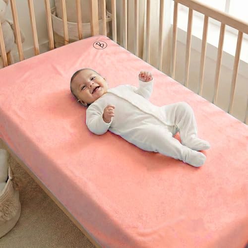 Image of Btag Baby Waterproof, Super Soft Fast Drying Mattress Protector | Extra Absorbent, Anti-Itching Sheet for New Born,Toddler (Size 100x140 cm, Pack of 1, Peach)