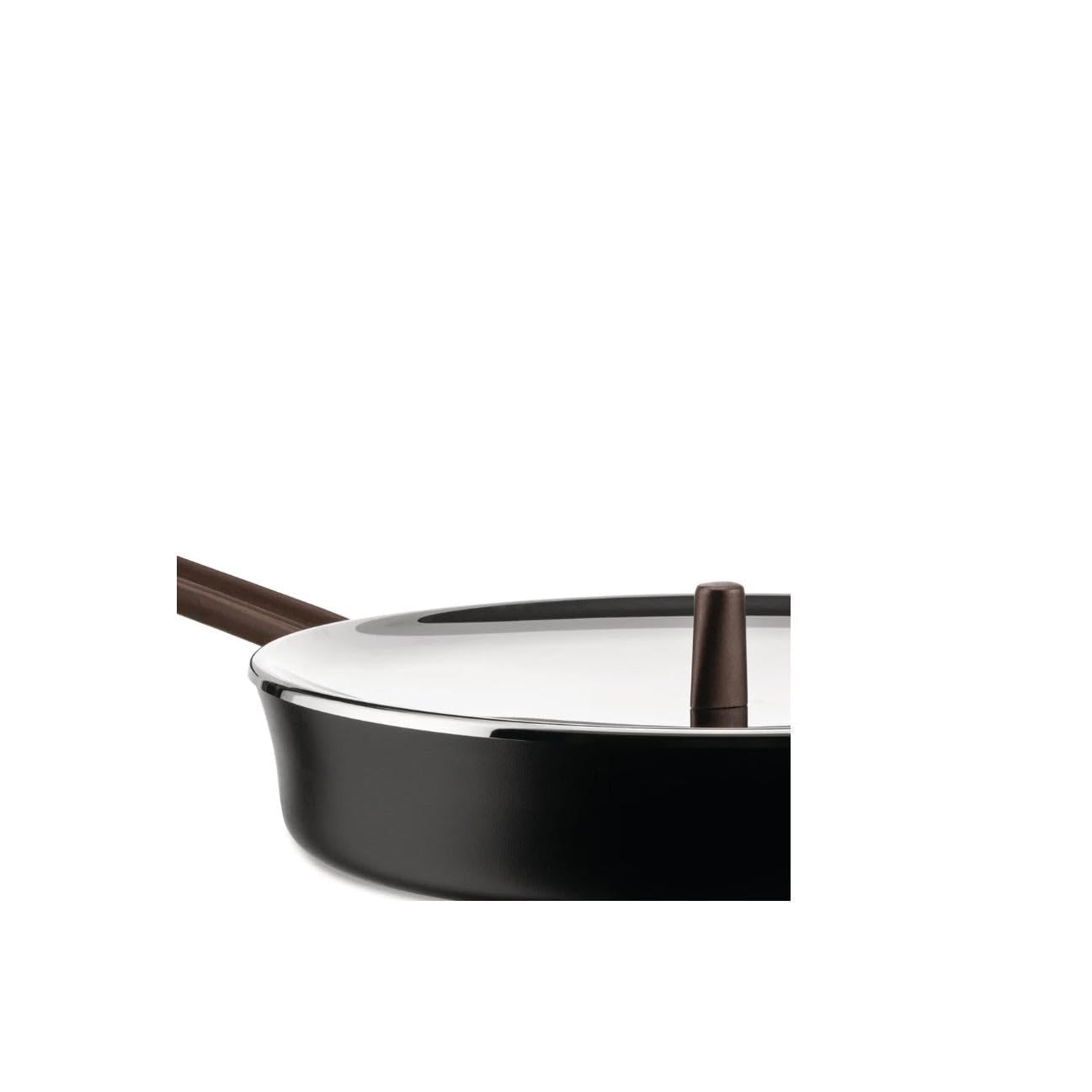Alessi edo | PU113/20 B - Padella a Manico Lungo in Alluminio con Rivestimento Antiaderente, Manico in Acciaio Inox con Rivestimento in PVD, Marrone