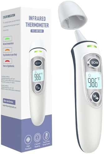 Ear and Forehead Thermometer for Adults & Kids, 1s Accurate Result | Fever Alarm, 1S Result, 3-Color Backlight LCD Display, Mute Mode, 35 Memory Recalls, Ear/Forehead/Object Mode, ℉/℃ Swichable