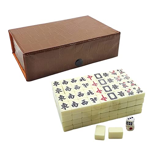 Set Mini Mahjong Chino 144 Fichas Grabadas Blanco miniatura 1
