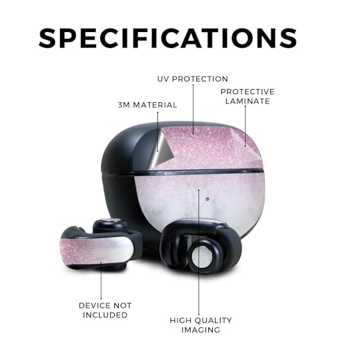 Image of Skin Compatible with Bose Ultra Open Earbuds - Marble Glitz - Premium 3M Vinyl Protective Wrap Decal Cover - Easy to Apply | Crafted in The USA by MightySkins