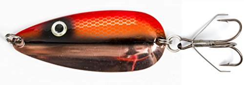 Fladen Angeln – Piker Löffel Weedless – Light to Medium 25 g und 38 g Pike Löffel (25 g Haarfaser und 38 g) – Single Treble Haken mit Double Split Ring Lure (Kupfer/rot, 38 g/1.35oz) [16–4404]