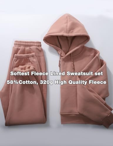 Flygo Womens Fleece 2 Piece Outfits Sweatsuit Crop Pullover Sweatshirt Joggers Pants Tracksuit Set