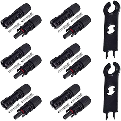Leehitech 6 Pairs Solar Connector Kit Connectors with Spanners IP67 Waterproof Male/Female 1500V 30A Photovoltaic Connector for Connecting Solar Panels Extension Cable