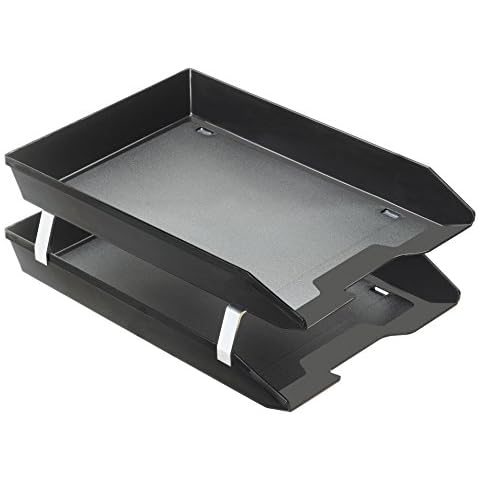 Acrimet Facility 2 Tier Letter Tray A4 Front Load Plastic Desktop File Organizer (Black Color) Cover