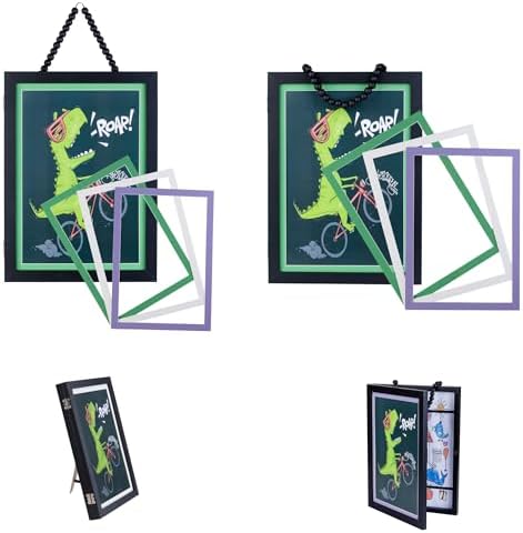 Cadre Photo A4 Pour Dessins Enfants - Blanc, à Changer Facilement Avec Support Et Fixation Élastique