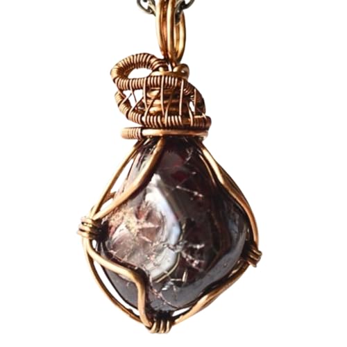 Designs By Nature Gems Natural Garnet Necklace for Women - January Birthstone Necklace for Women - Designer Pendant Necklace - 45-65 Carat Garnet, Antique Bronze Chain