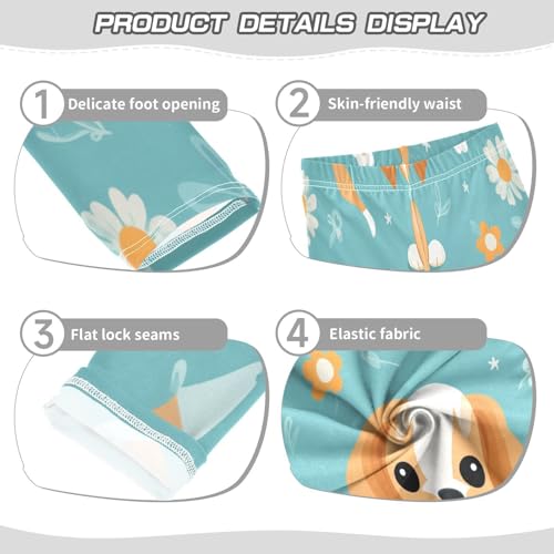 Bolaz Toddler Girls Leggings Printed Yoga Pants Leggings Cartoon Dog White Flower for Kids3