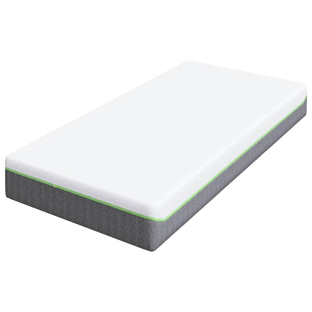 Materasso 90x190 cm Bianco e Grigio in Tessuto Jacquard con Molle Insacchettate Gel Memory Foam 7 Zone Fondo Antiscivolo Singolo Interno