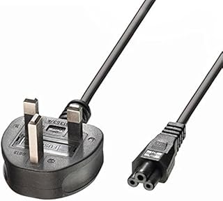 UK C5 Cloverleaf Power Cable, 3Pin AC Power Leads Cord, 10A-15A 250V For Laptop Chargers And Adapters Scanners Printers LED TV Monitors, 1.5 Metres, with Free Reusable CableTie