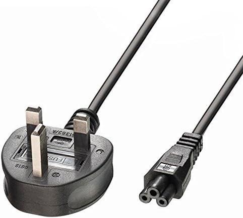 UK C5 Cloverleaf Power Cable, 3Pin AC Power Leads Cord, 10A-15A 250V For Laptop Chargers And Adapters Scanners Printers LED TV Monitors, 1.5 Metres, with Free Reusable CableTie