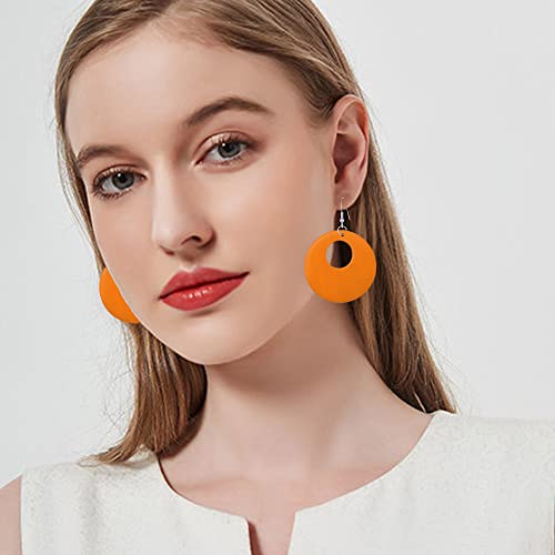 Seakuur 6 Pairs Wood Earrings Natural Wooden Round Circle Hollow Out Earrings Lightweight Dangle Earrings Geometric Wood Drop Earrings For Women Set (6 Pairs- A) #TOP2