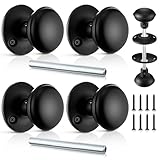 Saillong 2 Sets Interior Door Knob Set with Spindle, Round Rosettes, Old Style Door Knob Replacement with Electroplate Design, 2.2in. Outside Diameter for Interior (Matte Black)