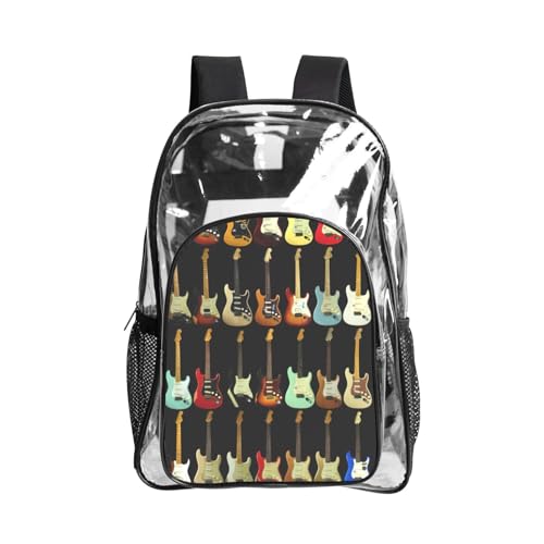 Mochila de seguridad transparente impermeable con bolsillo frontal y malla moderna lateral