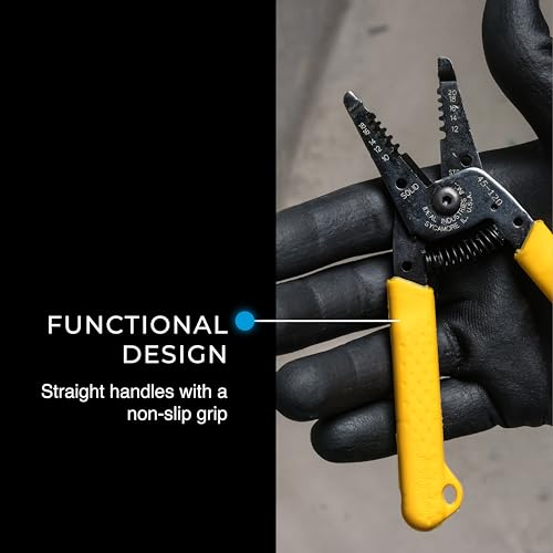 Image of IDEAL Electrical T-Stripper Wire Stripper Metric 0.75mm2 to 6mm2 | Precision Knife Blades, Laser-Etched Markings, Spring-Loaded Non-Slip Grip, Black Oxide Finish, Made in USA