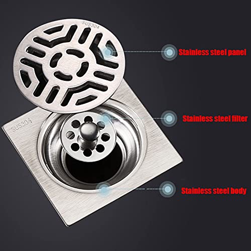 Couvercle de drain de sol de douche en acier brossé au design géométrique - 4