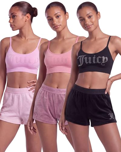 Image of Juicy Couture Women's Velvet Fleece Pajama Shorts, Designer Sleep and Lounge Shorts for Women