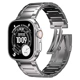 Ultra Supply Co. 49mm Titanium Band for Apple Watch Ultra 3, 2, 1 & Older Versions - Upgraded Folding Buckle, Durable Link, iWatch Strap, DLC Coating, Waterproof One Size Fits All Bracelet in Titanium
