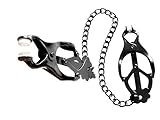 BDSM Metall Nippelklammern Clover Clamps mit Kette in schwarz Nippelklemmen Brustklammern Brustklemmen Bondage Nippel Klammern Klemmen
