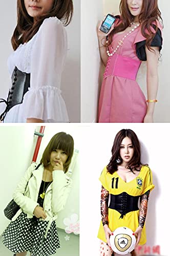 Women's Wide-Plus Corset Waist Belt Elastic Girdle Leather for Dress4