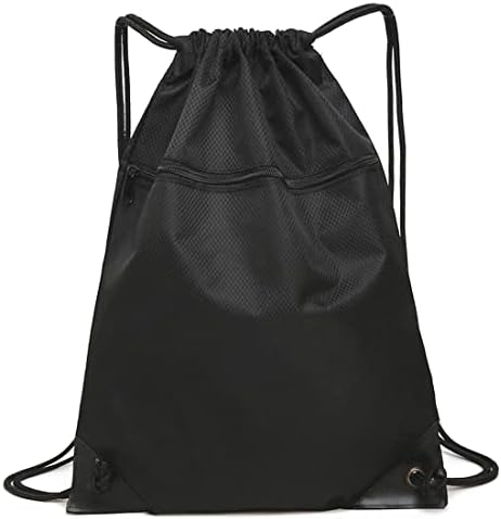 Drawstring Gym Bag, Sport Large Capacity PE Bag with Outside Zipper Waterproof String Swim Backpack for Men & Women Boys Girls for Sports School Beach Holidays Swimming Travel Yoga