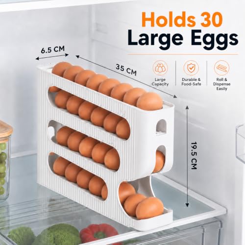 Image of Automatic Egg Rolling Dispenser, 4 Tier, 30 Eggs (WHITE-1 NEW)