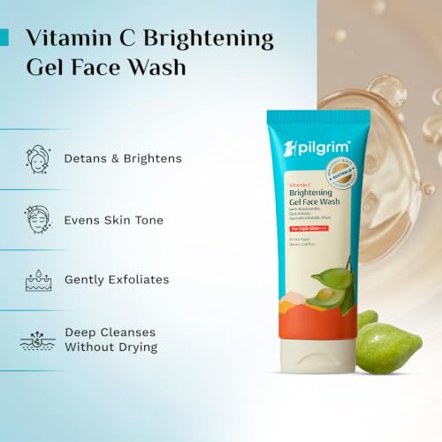 Image of Pilgrim Australian Vitamin C Gel Face Wash for Glowing Skin with Kakadu Plum & Niacinamide | Tan Removal, Brightens & Reduces Pigmentation, Gentle Exfoliation | All SKin Type | 100 ml