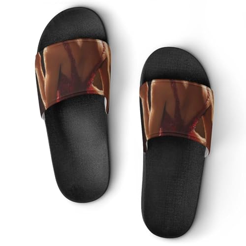 Beauty with Red Dress Men's Bathroom Slippers Shower Indoor Home Beach Outdoor Shoes for Women