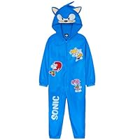 Get Trend SONIC THE HEDGEHOG Puddle Suit Boys, Hooded Water Resistant Paddle Overalls Fleece Lining, Rain Suit All in One (9-10 Years, Blue Sonic)