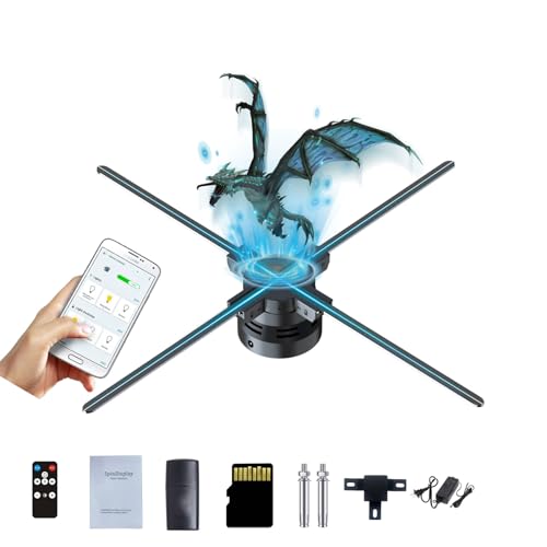3D Hologram Fan 46cm and 85cm Hologram Fan with Remote/Bluetooth/WIFI/700 Video Library,Holographic Fan with HD LED 2000*1444PX Resolution Picture Fan Spinner Small for Shop/Bar/Christmas/Halloween