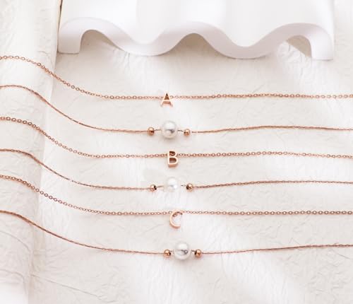 Ankiyabe Dance Team Gifts Layered Initial Pearl Necklace Tiny A-Z Letter Pendant Choker Gift for Dancer Life is Better When You Dance Card (H) by Ankiyabe - Used condition - Image 2