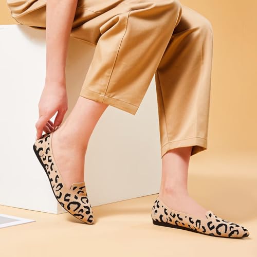 Image of Frank Mully Women's Casual Loafer Flats Slip On Loafer Shoes Comfortable Knit Flat Shoes Classics Pointy Toe Loafer Flats,for Work,Travel