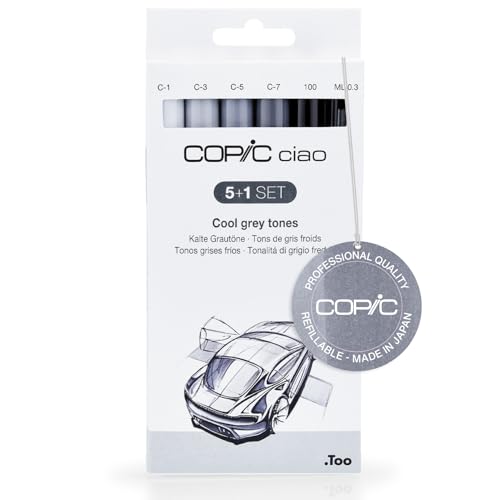 Copic Ciao Ensemble comprenant Marqueur - Gris Tones (Lot de 5)/ Stylo multiliner