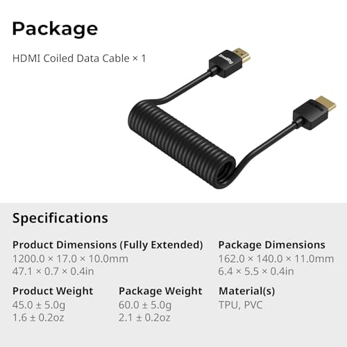 Image of SmallRig Coiled HDMI Data Cable (A to A) 4963